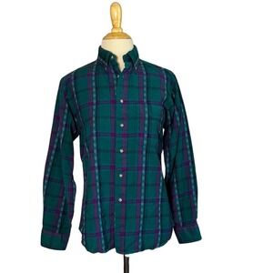 PENDLETON Women Medium Vintage Virgin Wool Plaid Button Up Long Sleeve Shirt